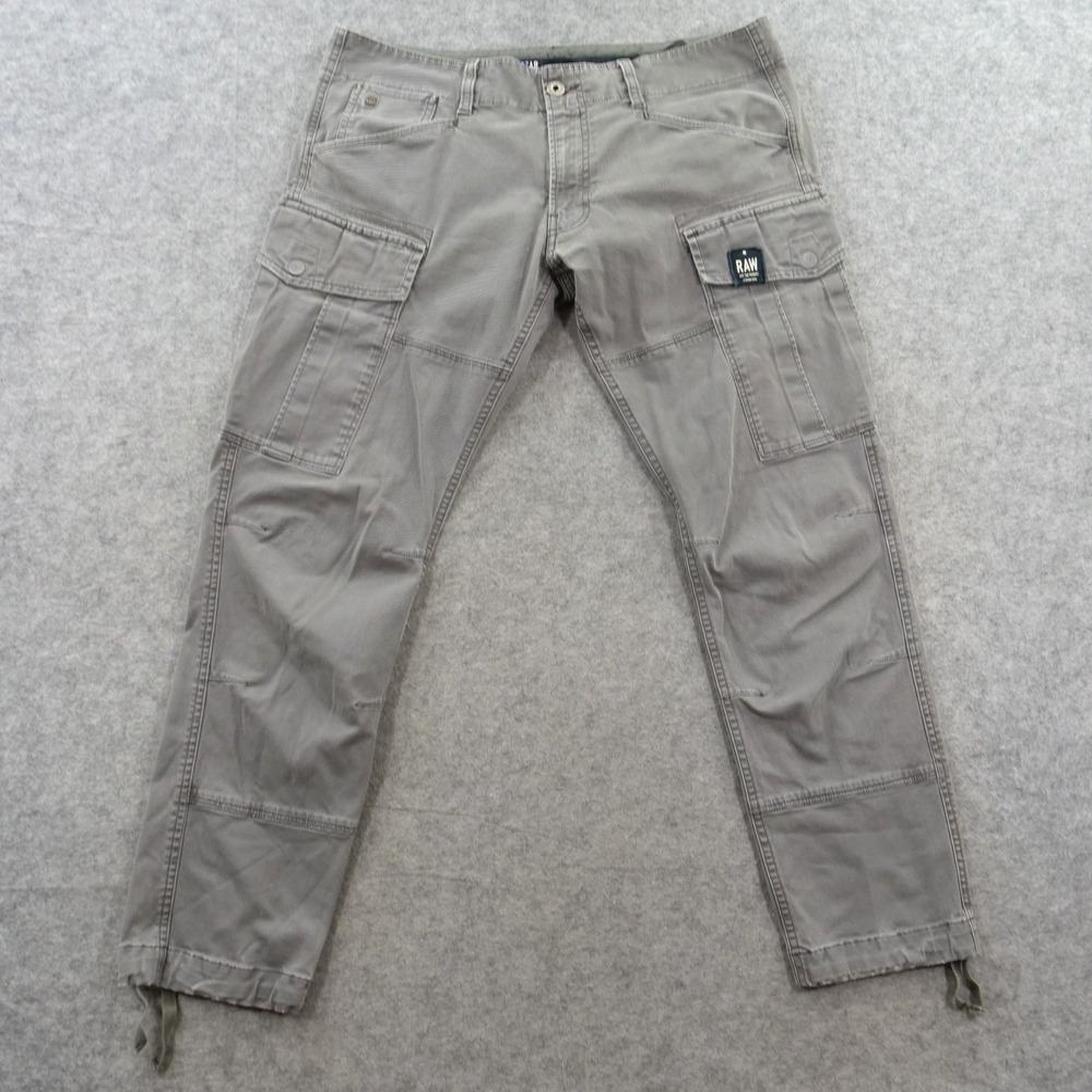 G-Star Raw Pants Mens 36 Grey Cargo Rovic Slim Straight Leg Tapered Streetwear